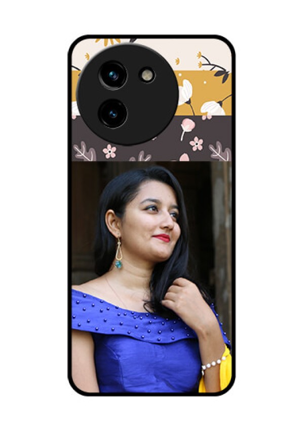 Vivo T3X 5G Custom Glass Phone CaseStylish Floral Design