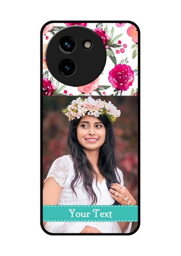 Vivo T3X 5G Custom Glass Phone CaseWater Colors Floral Design