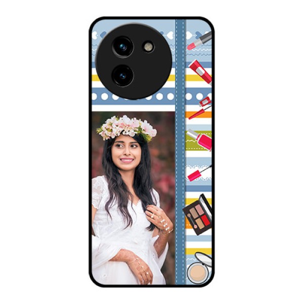 Vivo T3X 5G Custom Glass Phone CaseMakeup Icons Design