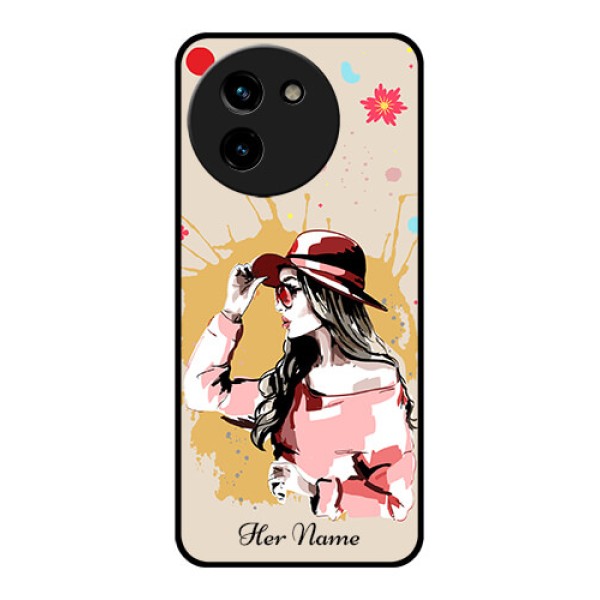 Vivo T3X 5G Custom Glass Phone CaseWomen With Pink Hat Design Vivo T3X 5G Custom Glass Phone CaseWomen With Pink Hat Design