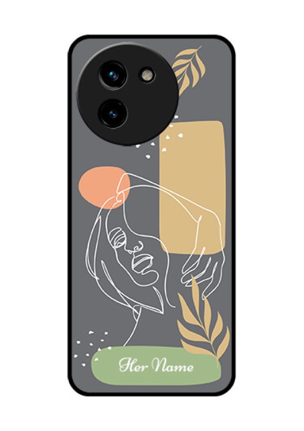 Vivo T3X 5G Custom Glass Phone CaseGazing Woman Line Art Design
