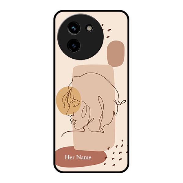 Vivo T3X 5G Custom Glass Phone CaseCalm Woman Line Art Design