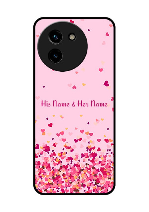 Vivo T3X 5G Custom Glass Phone CaseFloating Hearts Design