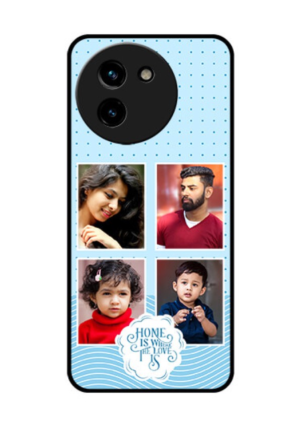 Vivo T3X 5G Custom Glass Phone CaseCute Love Quote With 4 Pic Upload Design