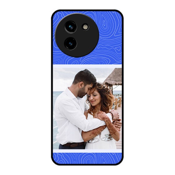 Vivo T3X 5G Custom Glass Phone CaseCurved Line Art With Blue And White Design Vivo T3X 5G Custom Glass Phone CaseCurved Line Art With Blue And White Design