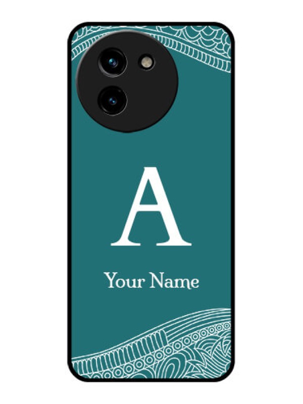 Custom Vivo T3X 5G Custom Glass Phone CaseLine Art Pattern With Custom Name Design