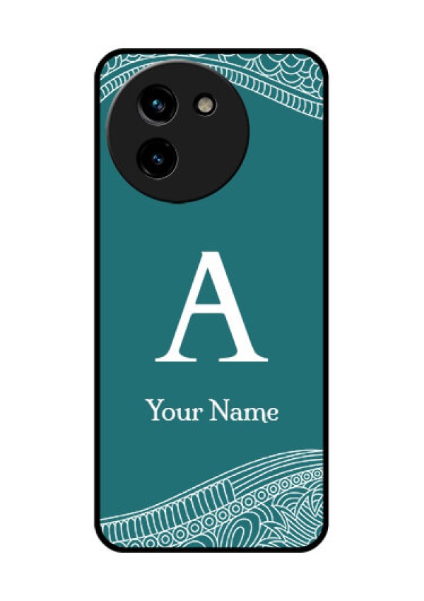 Vivo T3X 5G Custom Glass Phone CaseLine Art Pattern With Custom Name Design
