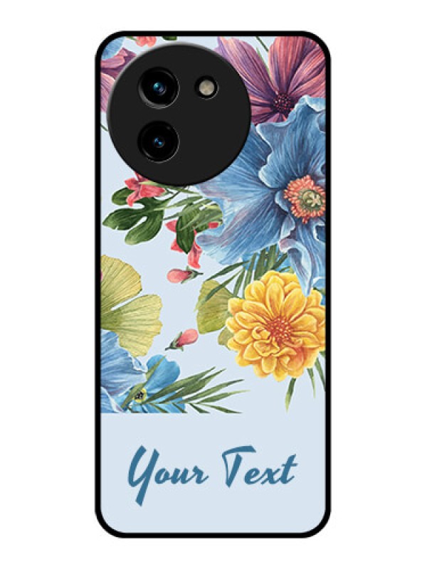 Custom Vivo T3X 5G Custom Glass Phone CaseStunning Watercolored Flowers Painting Design