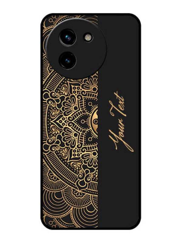 Custom Vivo T3X 5G Custom Glass Phone CaseMandala Art With Custom Text Design