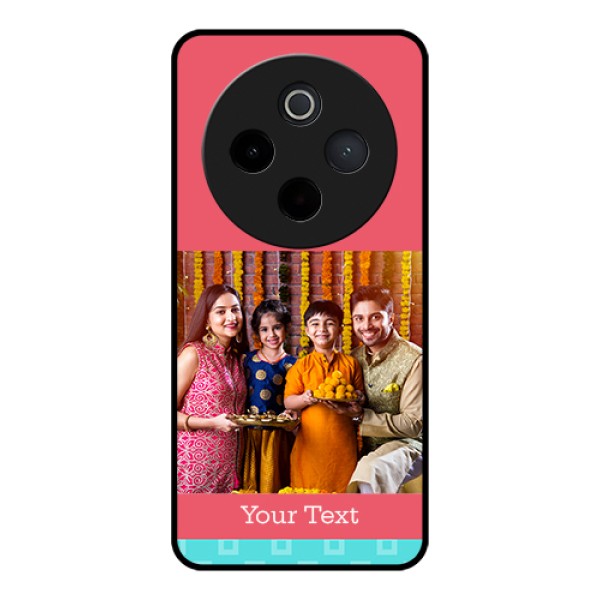 Vivo T4 5G Custom Glass Phone Case - Peach & Blue Color Design
