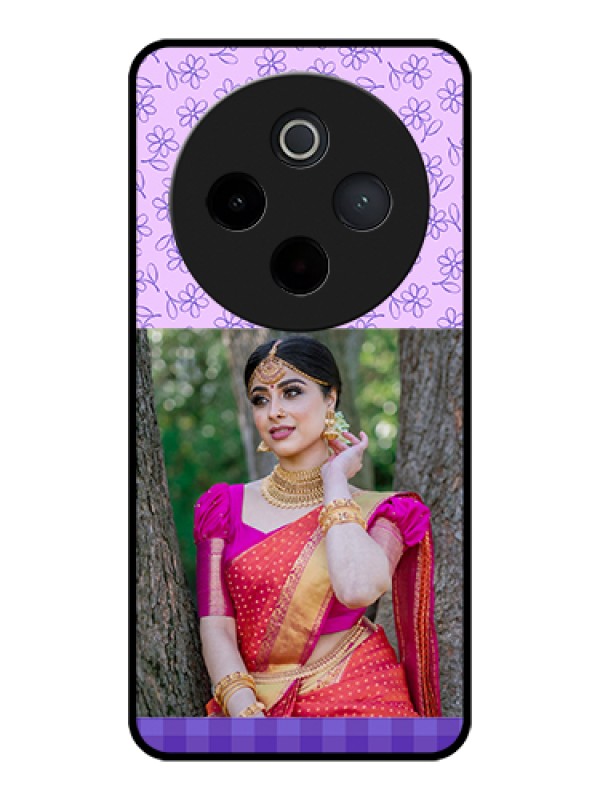 Custom Vivo T4 5G Custom Glass Phone Case - Purple Floral Design