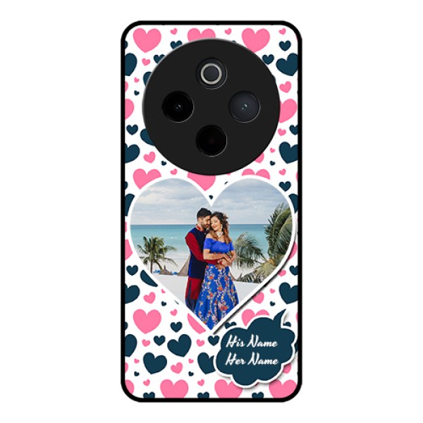 Vivo T4 5G Custom Glass Phone Case - Pink & Blue Heart Design