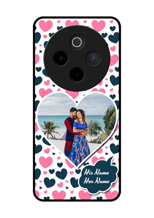 Vivo T4 5G Custom Glass Phone Case - Pink & Blue Heart Design