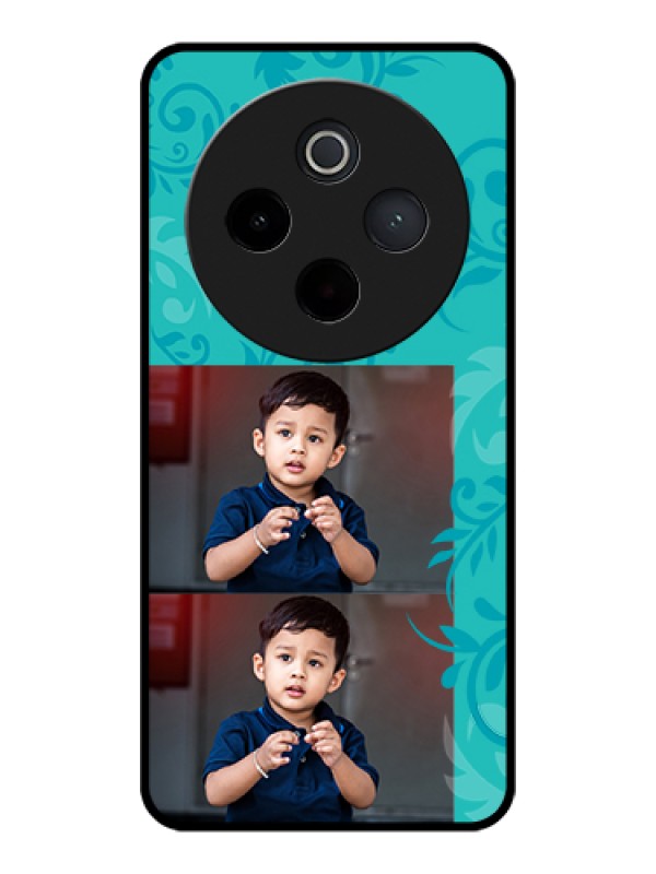 Custom Vivo T4 5G Custom Glass Phone Case - With Photo And Green Floral Design