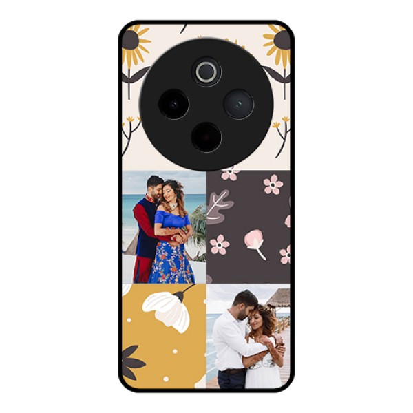 Vivo T4 5G Custom Glass Phone Case - 3 Images With Floral Design Vivo T4 5G Custom Glass Phone Case - 3 Images With Floral Design