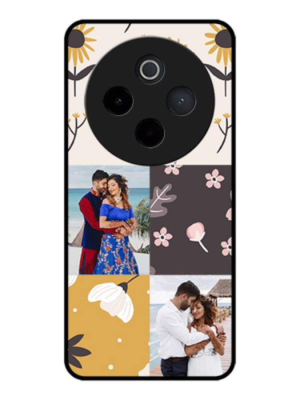 Custom Vivo T4 5G Custom Glass Phone Case - 3 Images With Floral Design