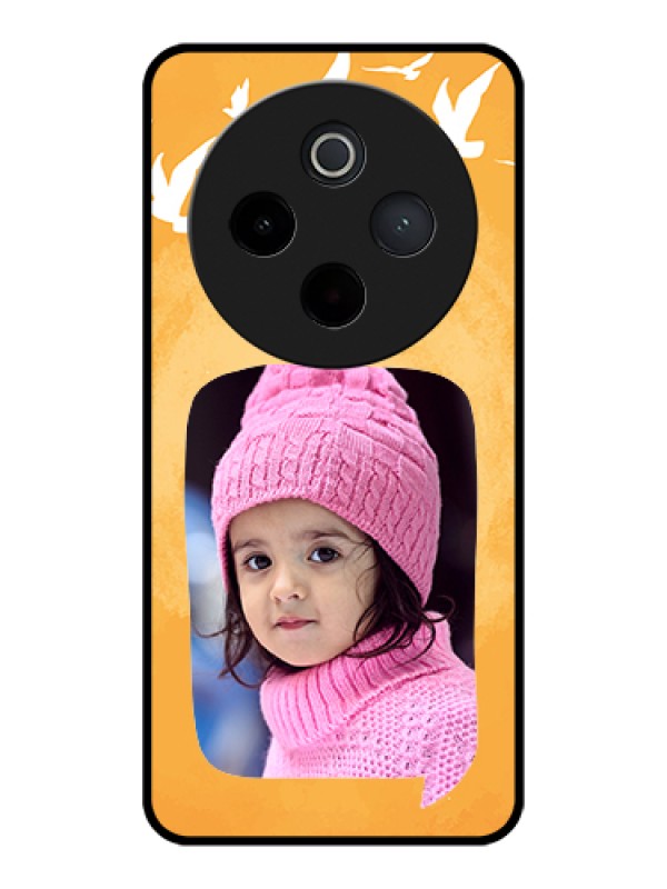 Custom Vivo T4 5G Custom Glass Phone Case - Water Color Design With Bird Icons