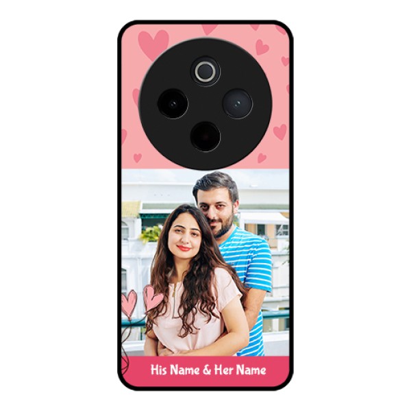 Vivo T4 5G Custom Glass Phone Case - Love Design Peach Color