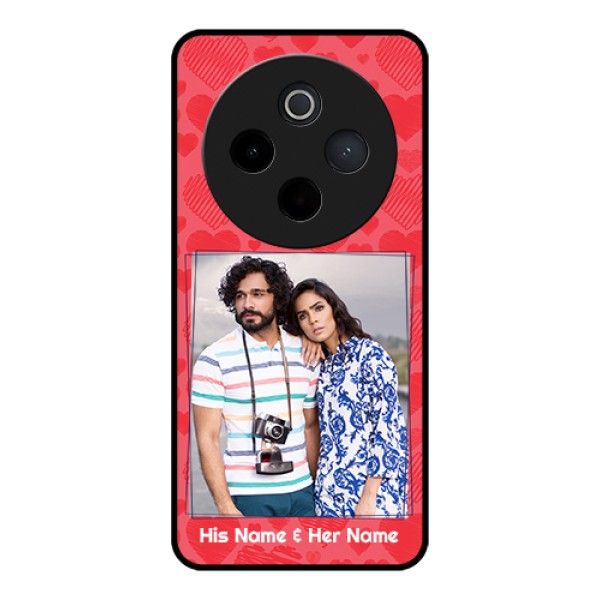 Vivo T4 5G Custom Glass Phone Case - With Red Heart Symbols Design Vivo T4 5G Custom Glass Phone Case - With Red Heart Symbols Design