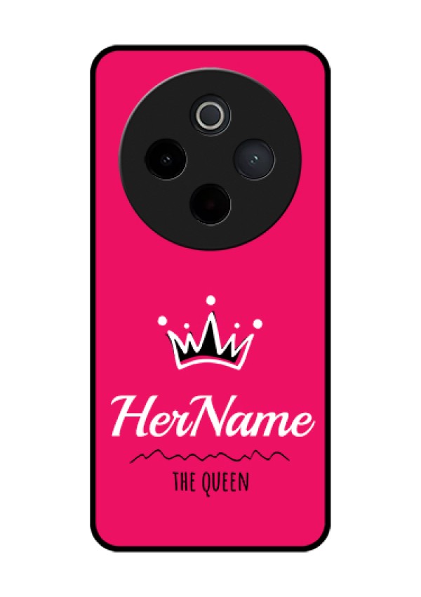 Vivo T4 5G Custom Glass Phone Case - Queen With Name Design