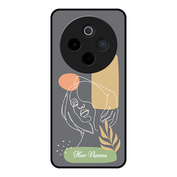 Vivo T4 5G Custom Glass Phone Case - Gazing Woman Line Art Design Vivo T4 5G Custom Glass Phone Case - Gazing Woman Line Art Design
