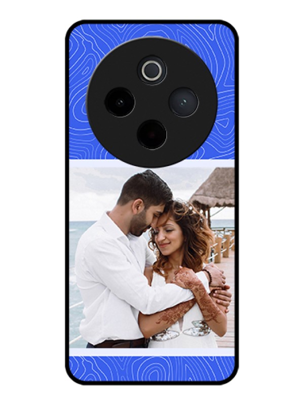 Custom Vivo T4 5G Custom Glass Phone Case - Curved Line Art With Blue And White Design