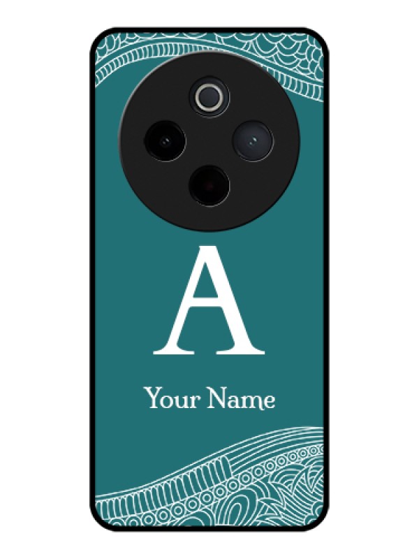Custom Vivo T4 5G Custom Glass Phone Case - Line Art Pattern With Custom Name Design