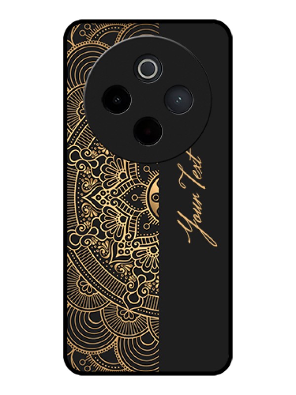 Custom Vivo T4 5G Custom Glass Phone Case - Mandala Art With Custom Text Design