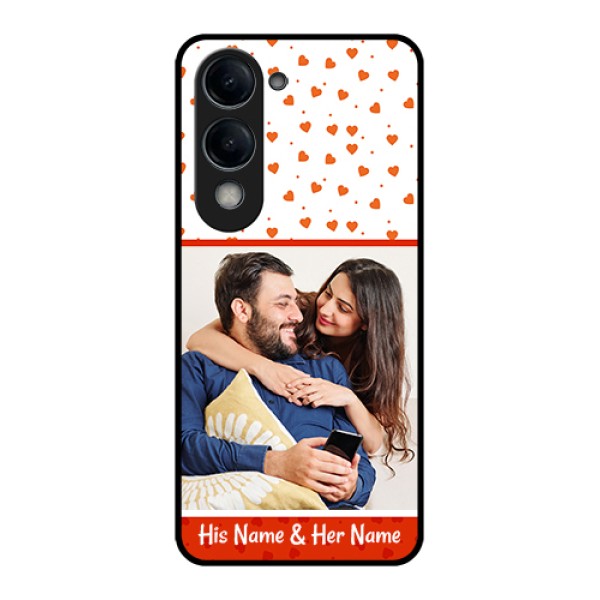 Vivo T4 Lite Custom Glass Phone Case - Orange Love Symbol Design Vivo T4 Lite Custom Glass Phone Case - Orange Love Symbol Design