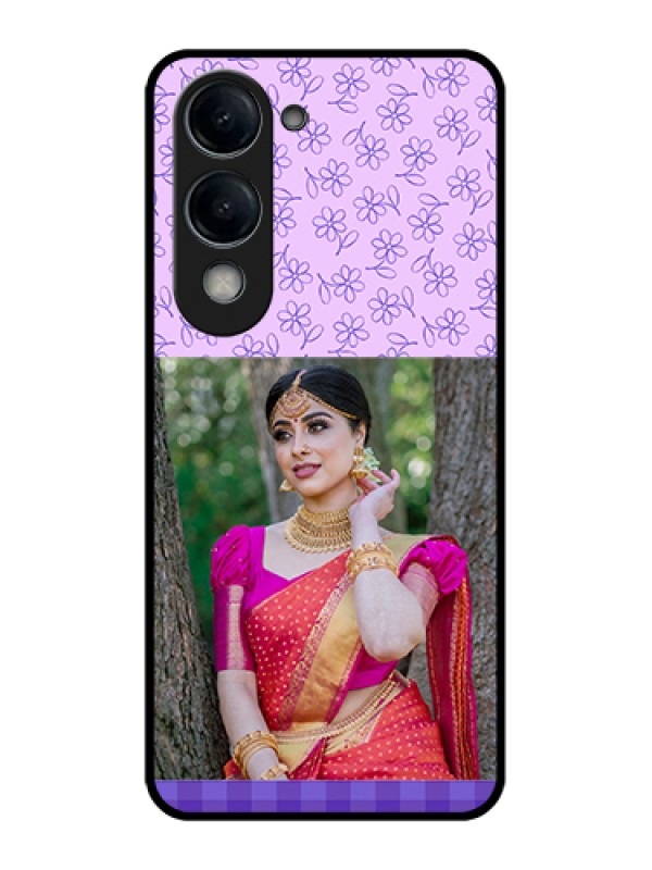 Custom Vivo T4 Lite Custom Glass Phone Case - Purple Floral Design