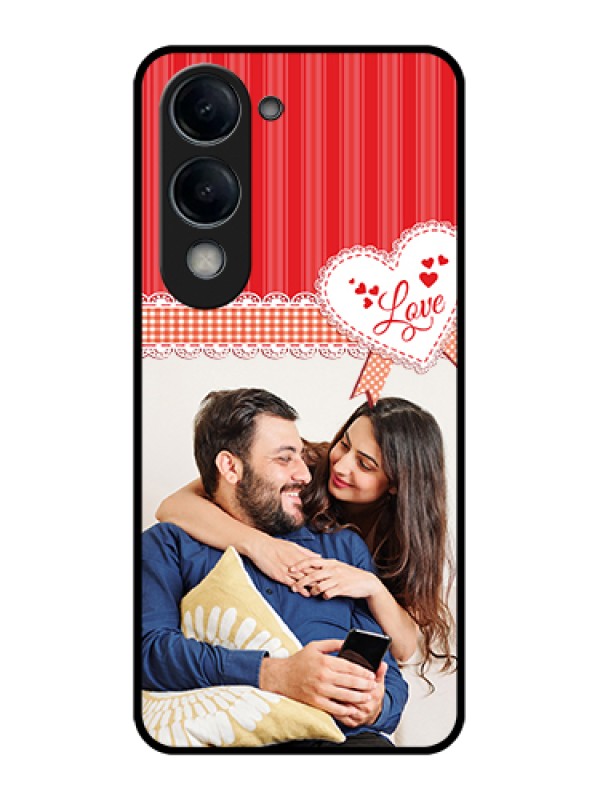 Custom Vivo T4 Lite Custom Glass Phone Case - Red Love Pattern Design