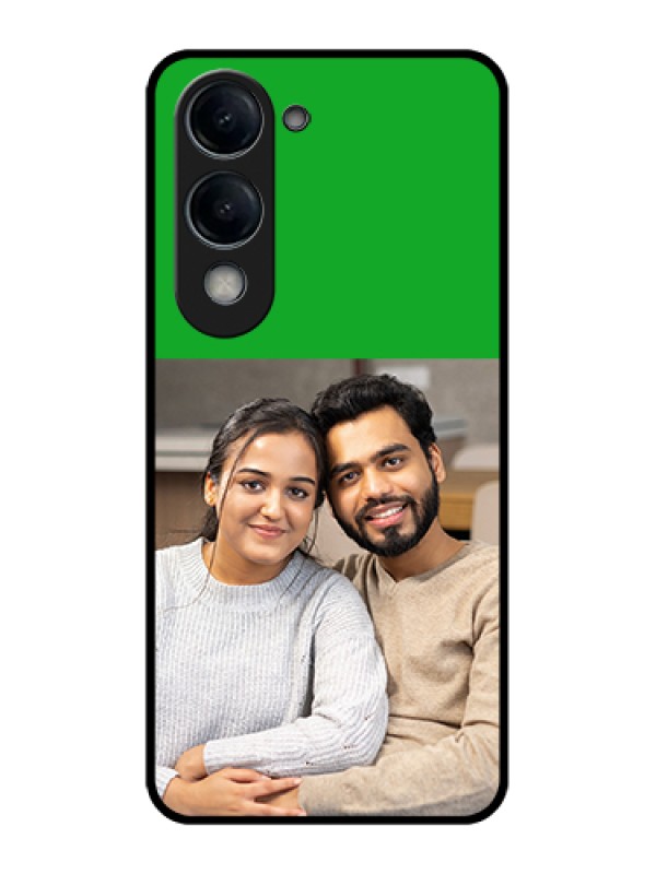 Custom Vivo T4 Lite Custom Glass Phone Case - Green Pattern Design