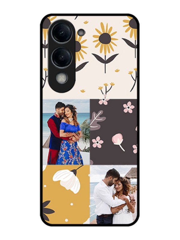 Custom Vivo T4 Lite Custom Glass Phone Case - 3 Images With Floral Design