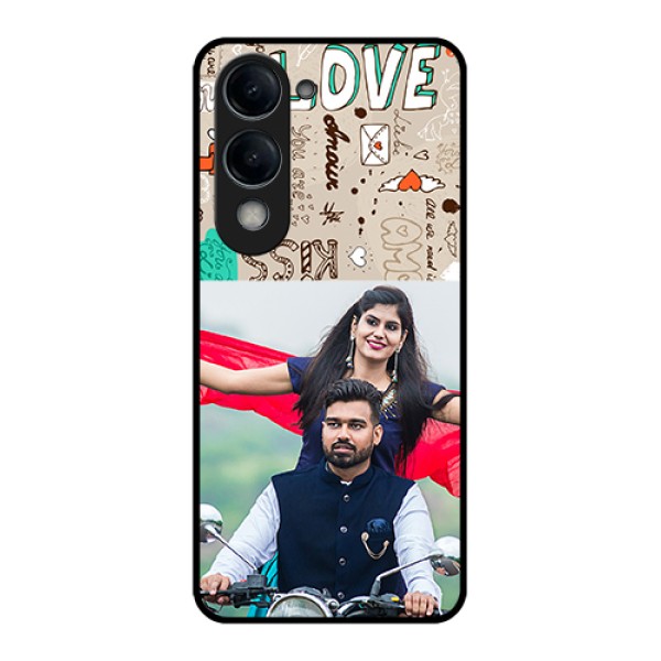 Vivo T4 Lite Custom Glass Phone Case - Love Doodle Pattern