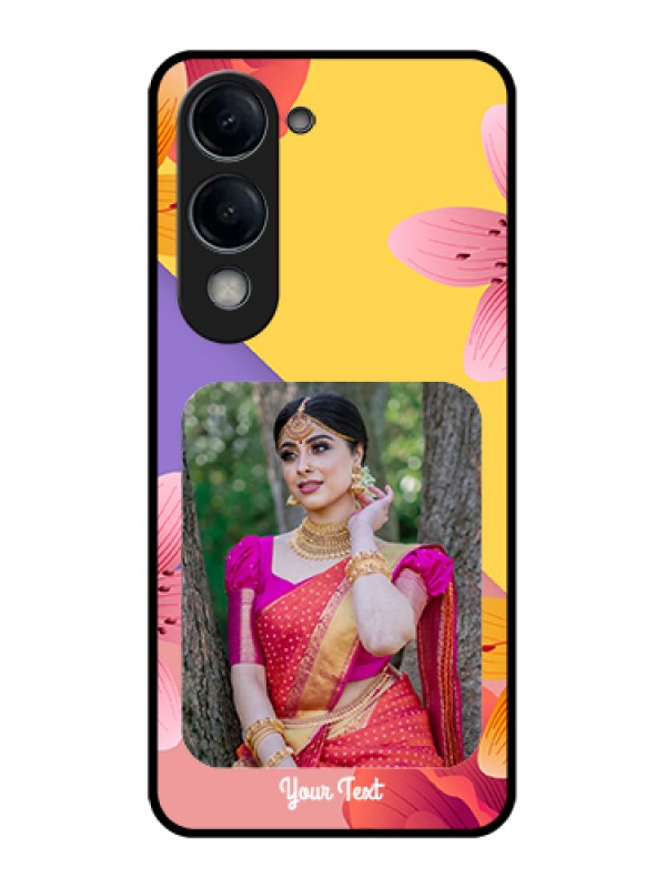 Custom Vivo T4 Lite Custom Glass Phone Case - 3 Image With Vintage Floral Design