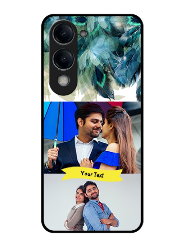 Custom Vivo T4 Lite Custom Glass Phone Case - Image With Boho Peacock Feather Design