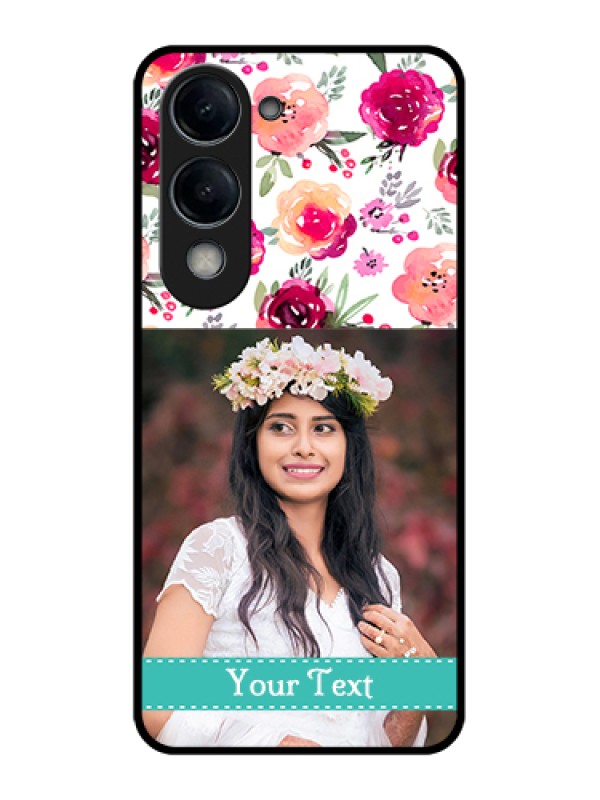 Custom Vivo T4 Lite Custom Glass Phone Case - Water Colors Floral Design