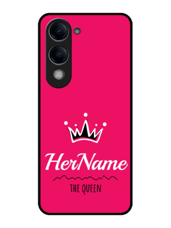 Custom Vivo T4 Lite Custom Glass Phone Case - Queen With Name Design