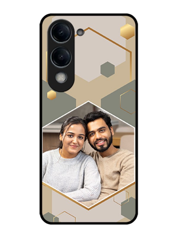 Custom Vivo T4 Lite Custom Glass Phone Case - Stylish Hexagon Pattern Design