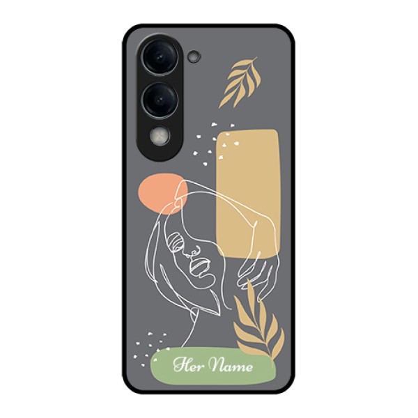 Vivo T4 Lite Custom Glass Phone Case - Gazing Woman Line Art Design