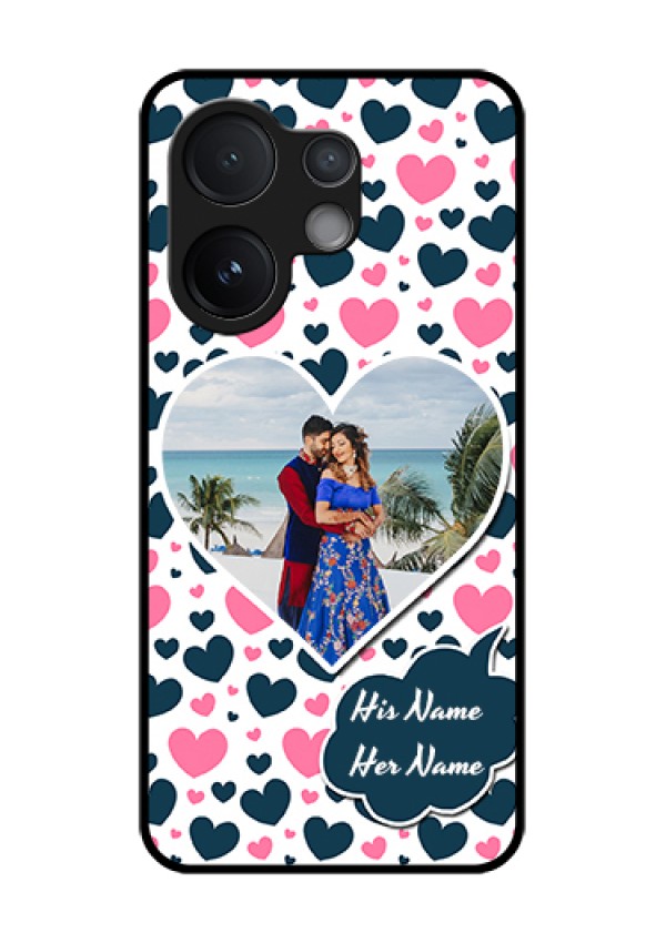 Vivo T4 Pro 5G Custom Glass Phone Case - Pink & Blue Heart Design