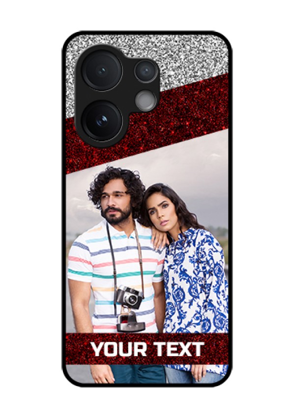 Vivo T4 Pro 5G Custom Glass Phone Case - Image Holder With Glitter Strip Design