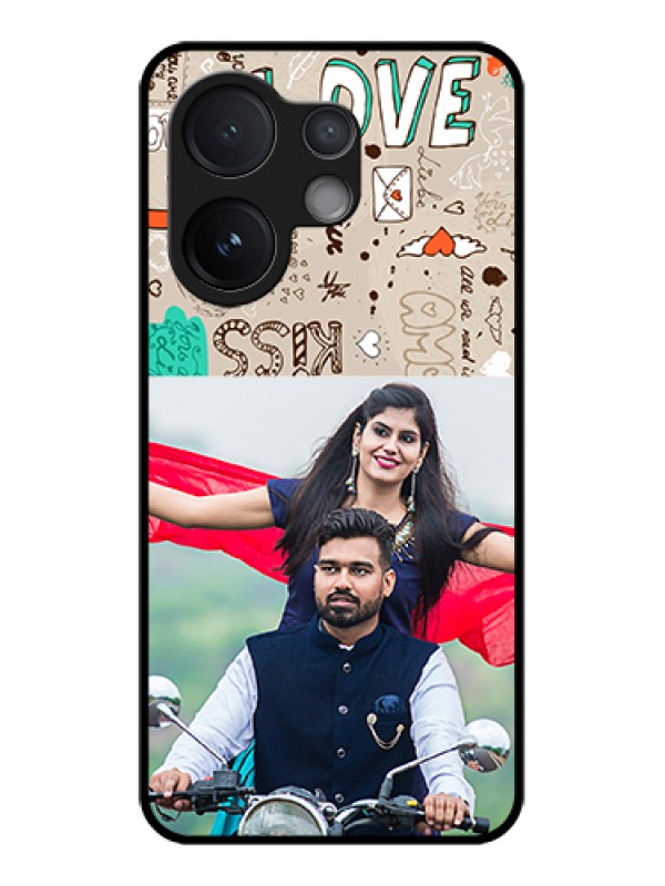 Custom Vivo T4 Pro 5G Custom Glass Phone Case - Love Doodle Pattern