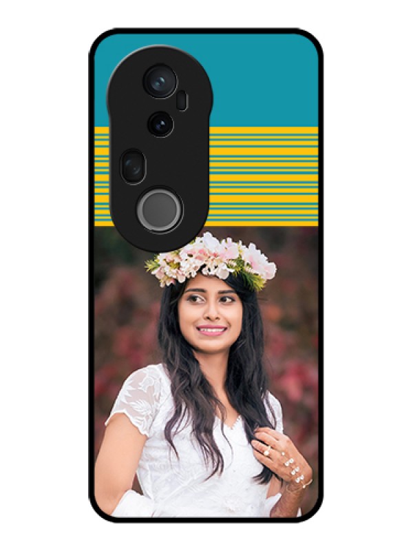 Custom Vivo T4 Ultra 5G Custom Glass Phone Case - Yellow & Blue Design