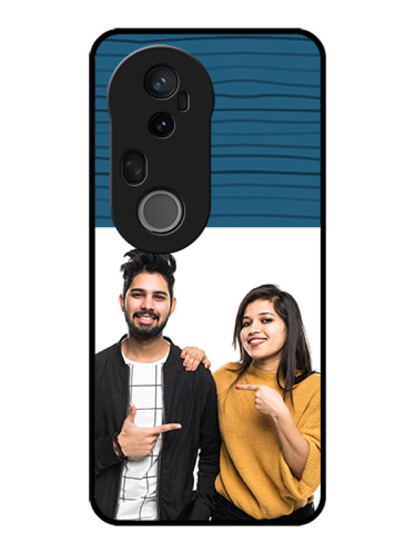 Custom Vivo T4 Ultra 5G Custom Glass Phone Case - Blue Pattern Cover Design