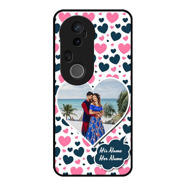 Vivo T4 Ultra 5G Custom Glass Phone Case - Pink & Blue Heart Design