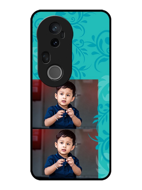 Custom Vivo T4 Ultra 5G Custom Glass Phone Case - With Photo And Green Floral Design