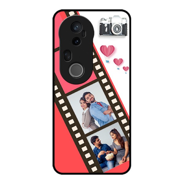 Vivo T4 Ultra 5G Custom Glass Phone Case - 3 Image Holder With Film Reel Vivo T4 Ultra 5G Custom Glass Phone Case - 3 Image Holder With Film Reel