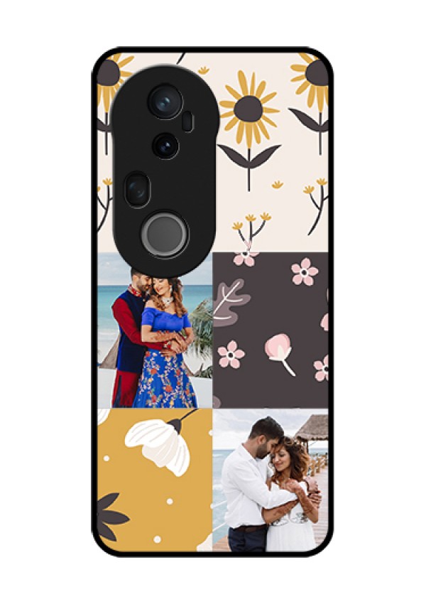 Vivo T4 Ultra 5G Custom Glass Phone Case - 3 Images With Floral Design