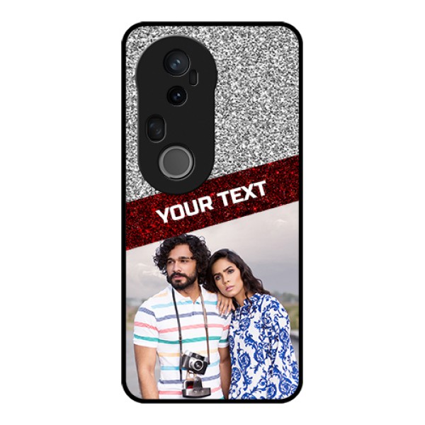 Vivo T4 Ultra 5G Custom Glass Phone Case - Image Holder With Glitter Strip Design Vivo T4 Ultra 5G Custom Glass Phone Case - Image Holder With Glitter Strip Design
